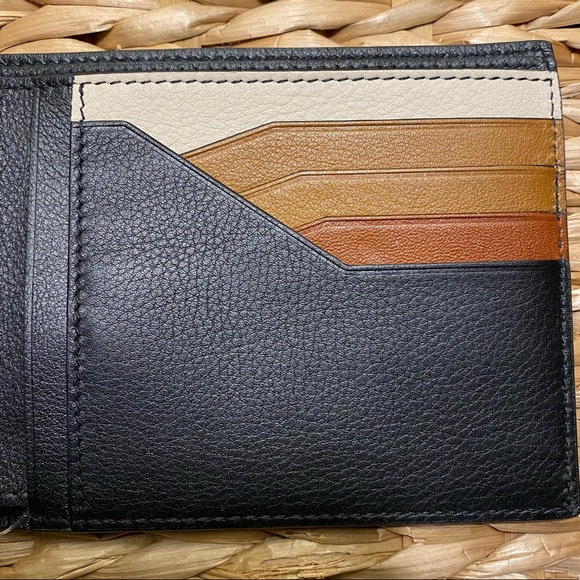 SALVATORE FERRAGAMO Leather Mens Wallet NWT w/oBOX brown tricolour interior - Picture 4 of 14